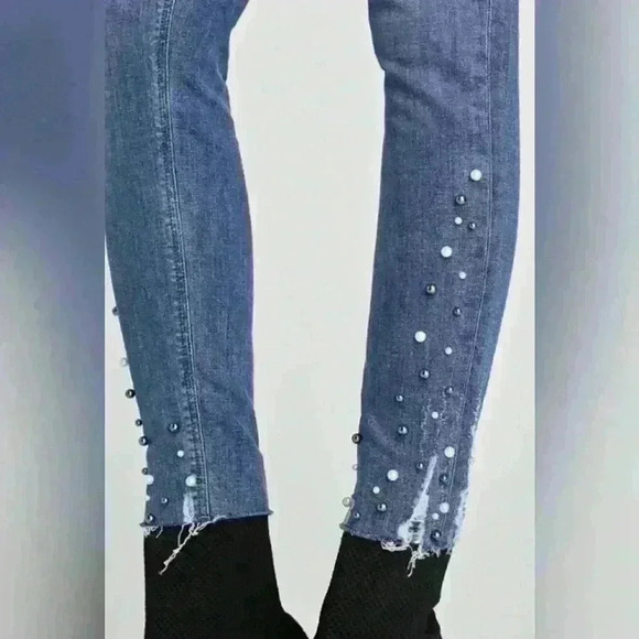 Zara Basic Z1975 Denim Skinny Jeans w/Pearl Enhancement on hem - Picture 4 of 11